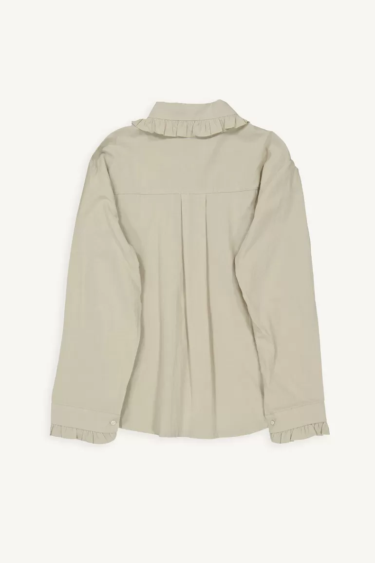 Women Olive Clothing Mimi Frill Blouse, Beige