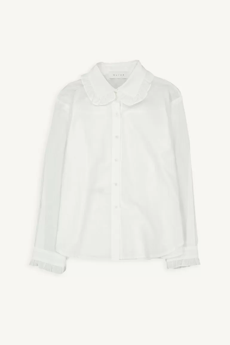 Women Olive Clothing Mimi Frill Blouse, Ivory
