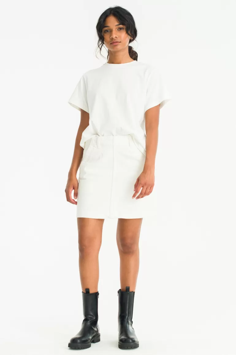 Women Olive Clothing Mimo White Denim Skirt, White