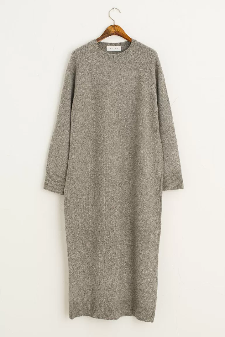 Women Olive Clothing Mina Crew Neck Knit Dress, Charcoal