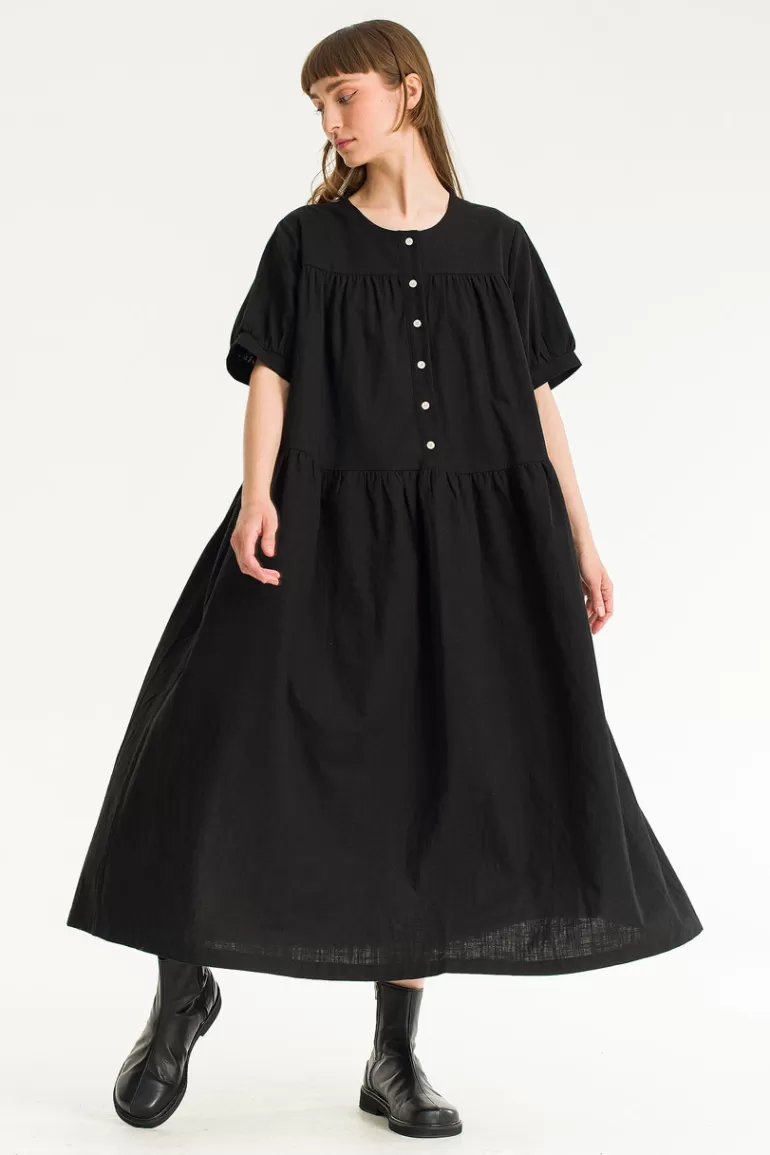 Women Olive Clothing Mina Oversize Button Dress, Black