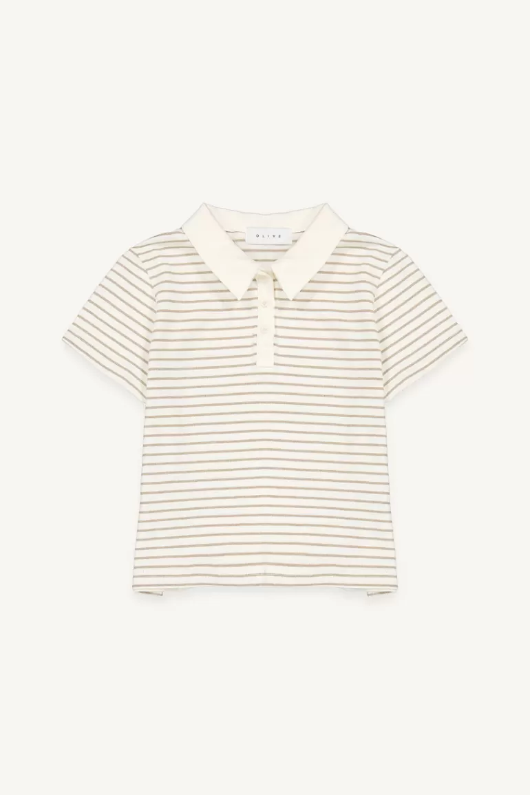 Women Olive Clothing Mina Pique Tee, Beige