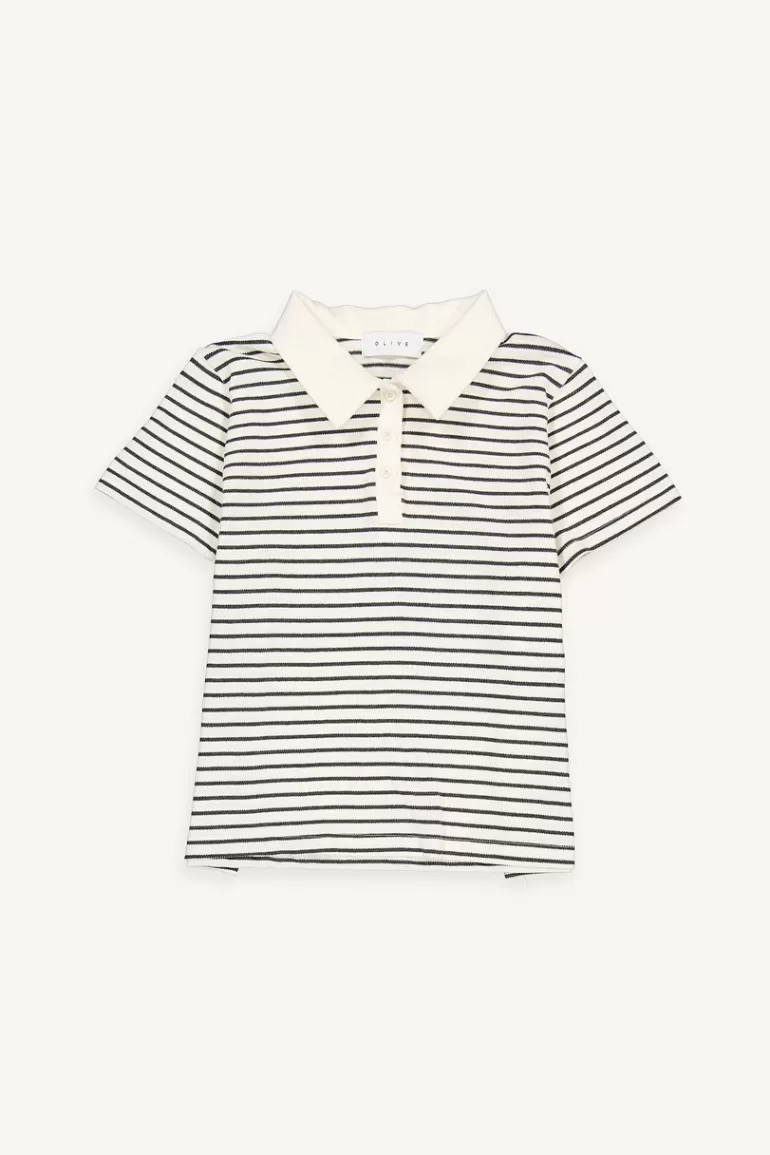 Women Olive Clothing Mina Pique Tee, Charcoal