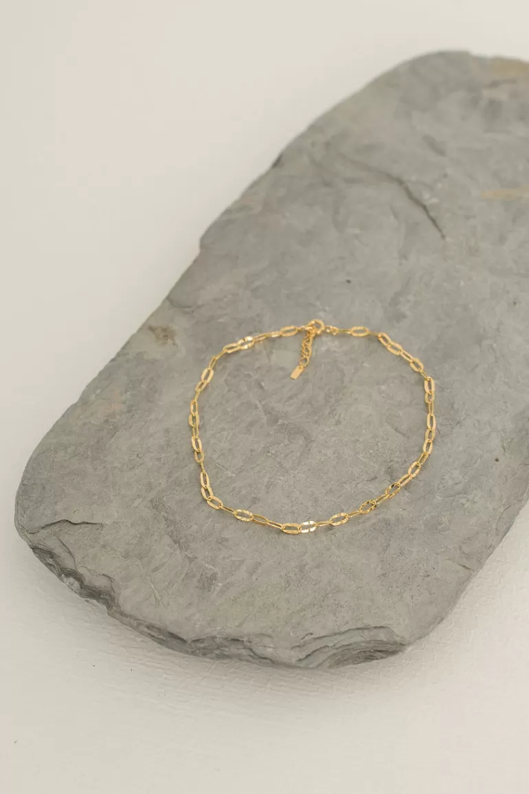 Women Olive Clothing Mini Chain Anklet, 14K Gold Plated