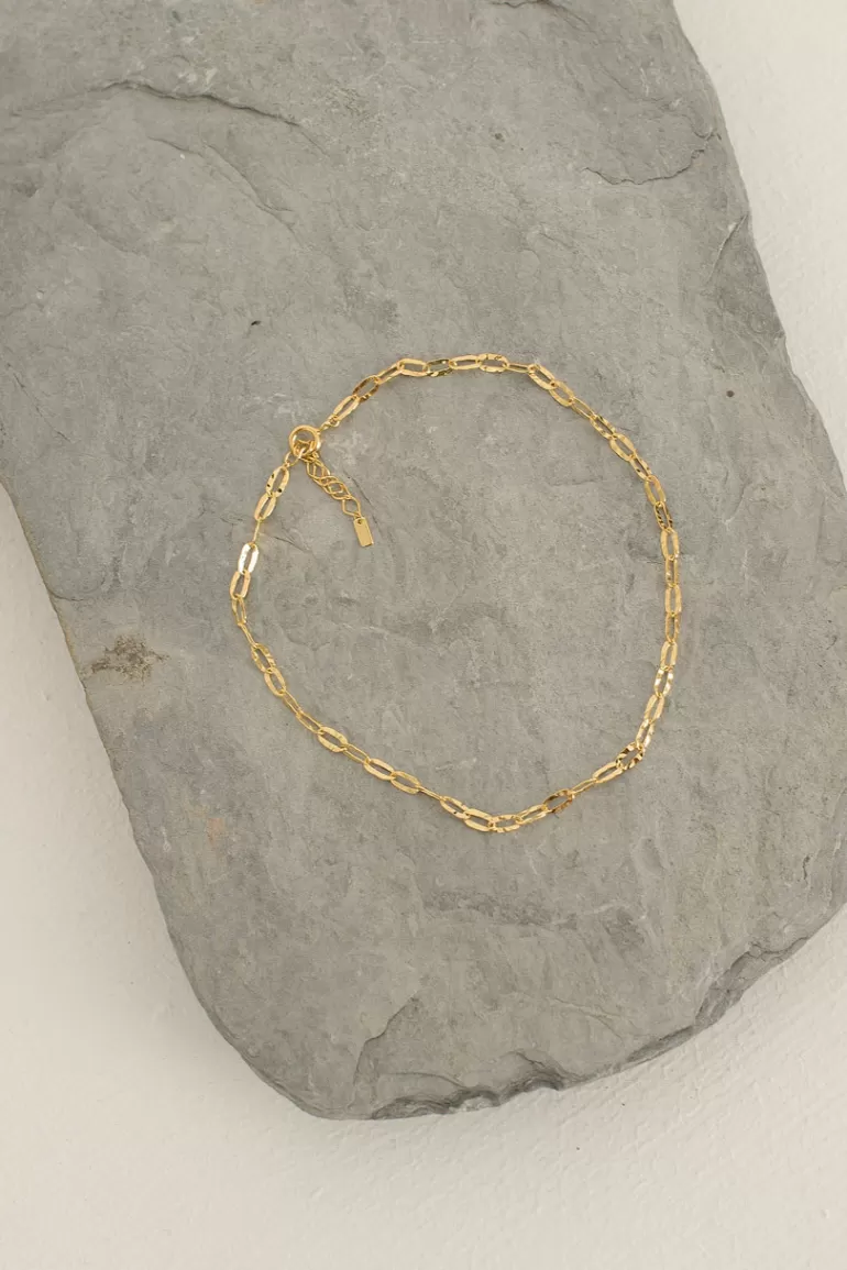 Women Olive Clothing Mini Chain Anklet, 14K Gold Plated