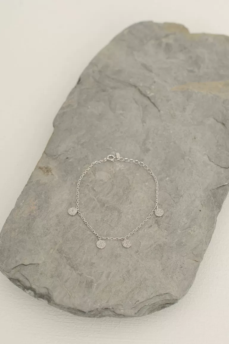 Women Olive Clothing Mini Circle Drop Bracelet, Sterling Silver