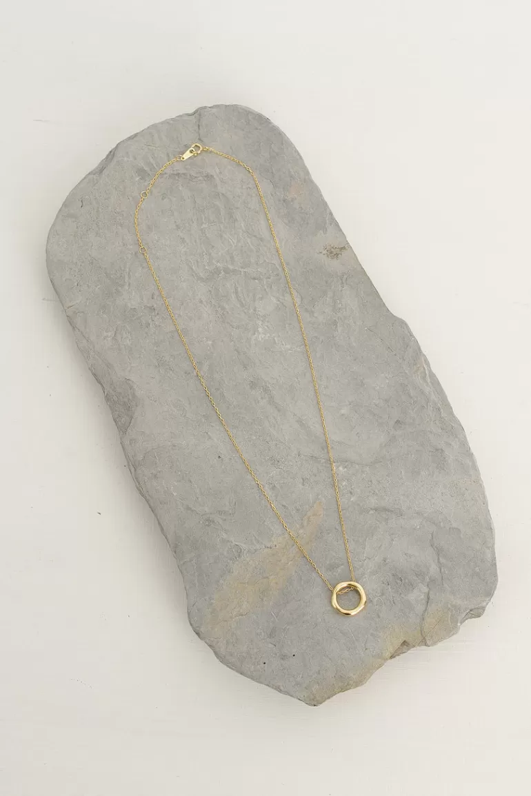 Women Olive Clothing Mini Circle Point Necklace, 18K Gold Plated