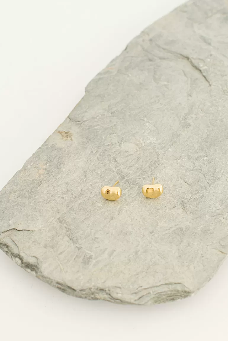 Women Olive Clothing Mini Mame Studs, 14K Gold Plated