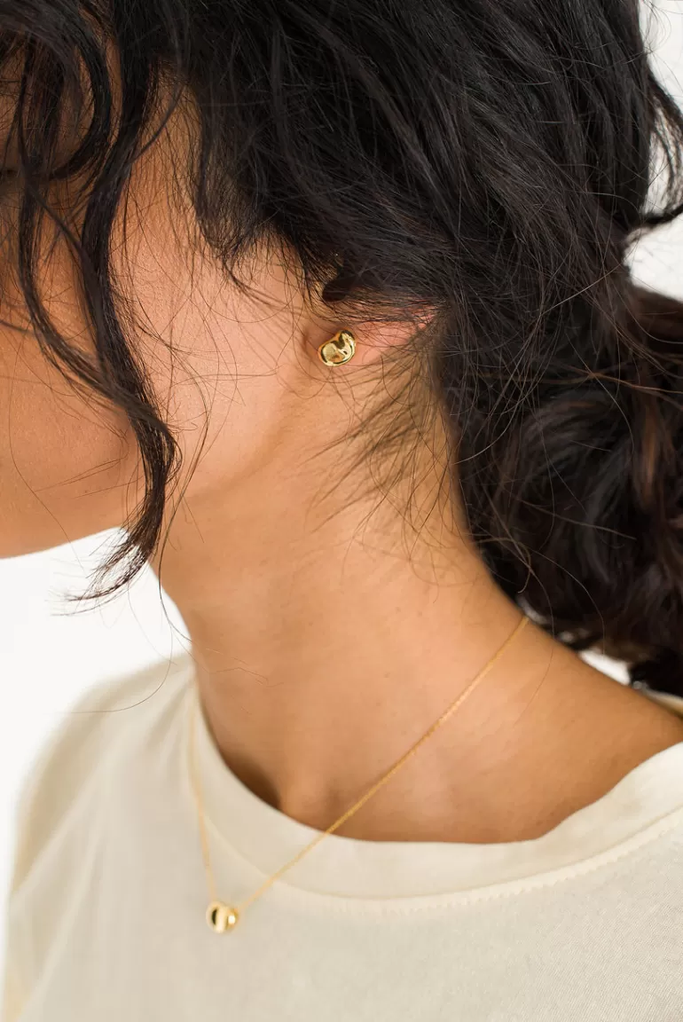 Women Olive Clothing Mini Mame Studs, 14K Gold Plated