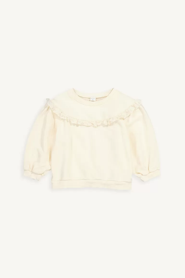 Kids Olive Clothing Mini Olive | Lace Sweatshirt, Ivory