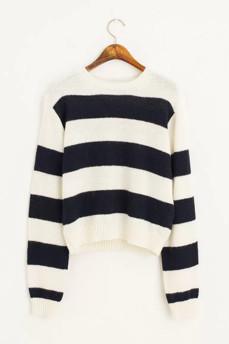 Women Olive Clothing Miya Colour Stripe Jumper, Ivory
