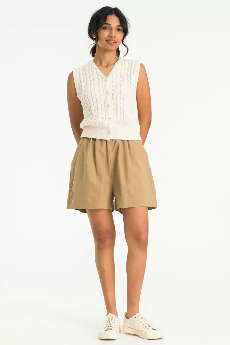 Women Olive Clothing Mizu Button Vest, Ivory