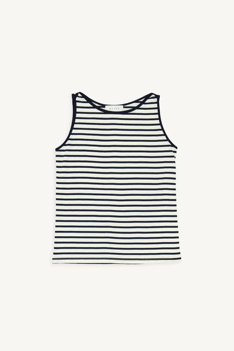 Women Olive Clothing Mizu Stripe Tank, Ivory/Navy