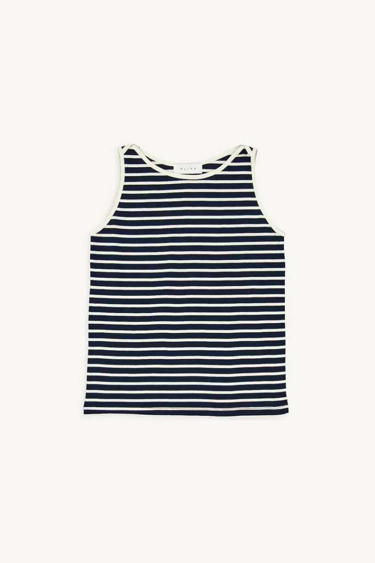 Women Olive Clothing Mizu Stripe Tank, Navy/Ivory