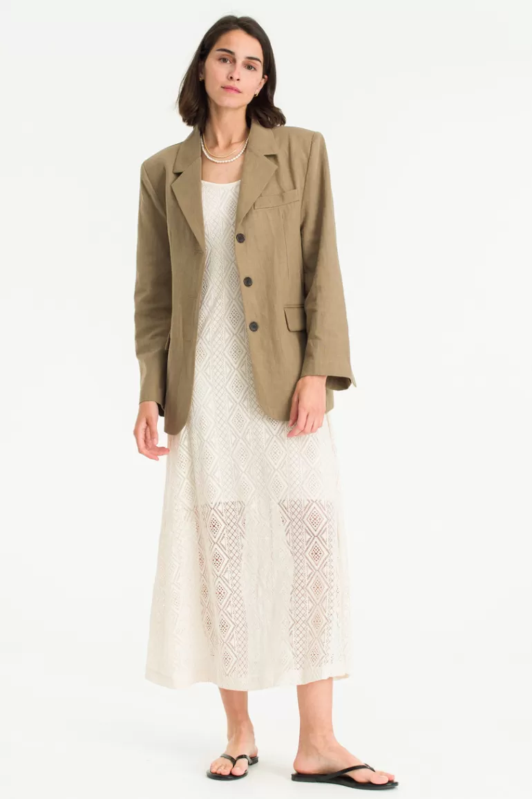Women Olive Clothing Moa Linen Jacket, Beige