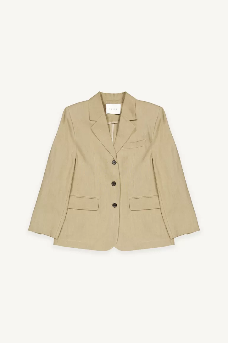 Women Olive Clothing Moa Linen Jacket, Beige