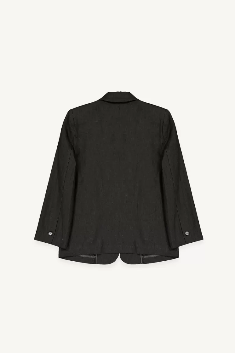 Women Olive Clothing Moa Linen Jacket, Black
