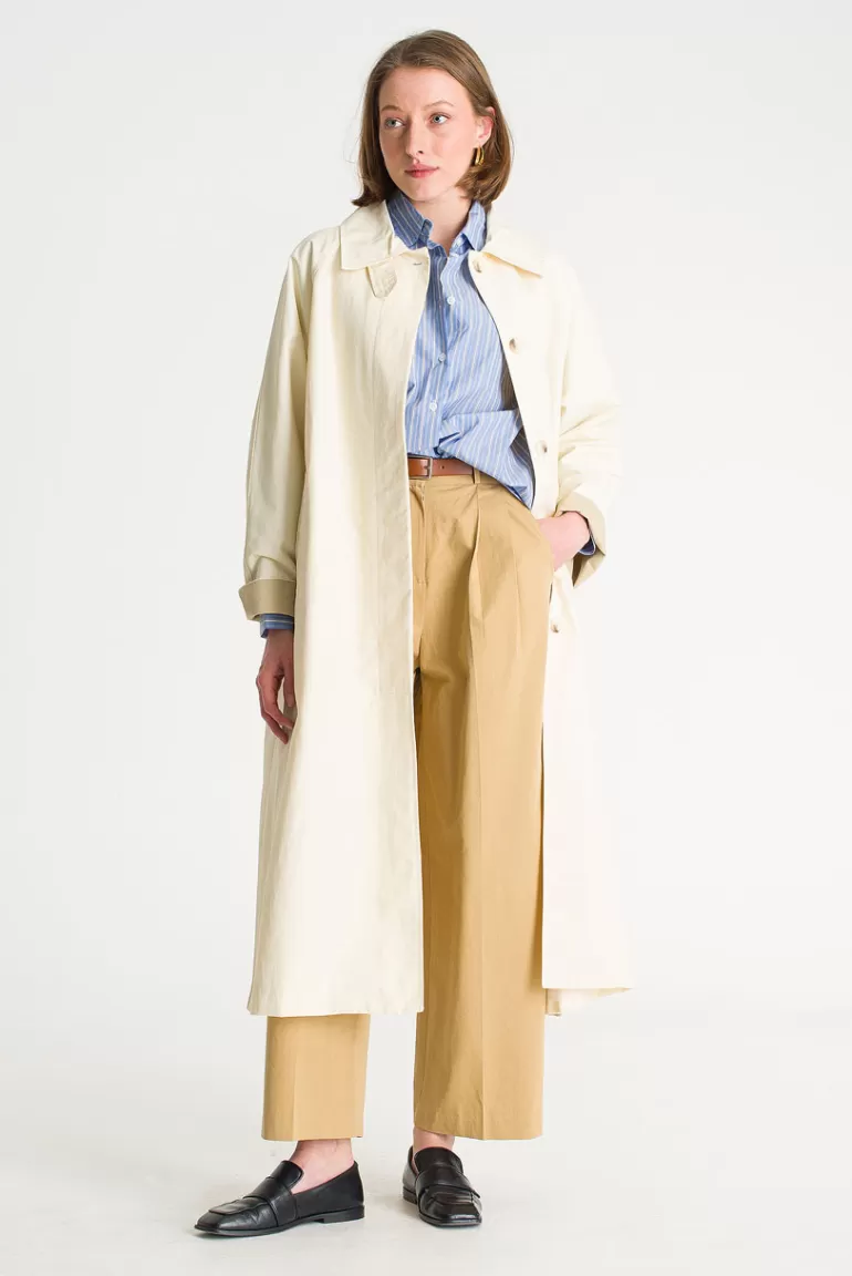 Women Olive Clothing Moco Trench Coat, Ivory