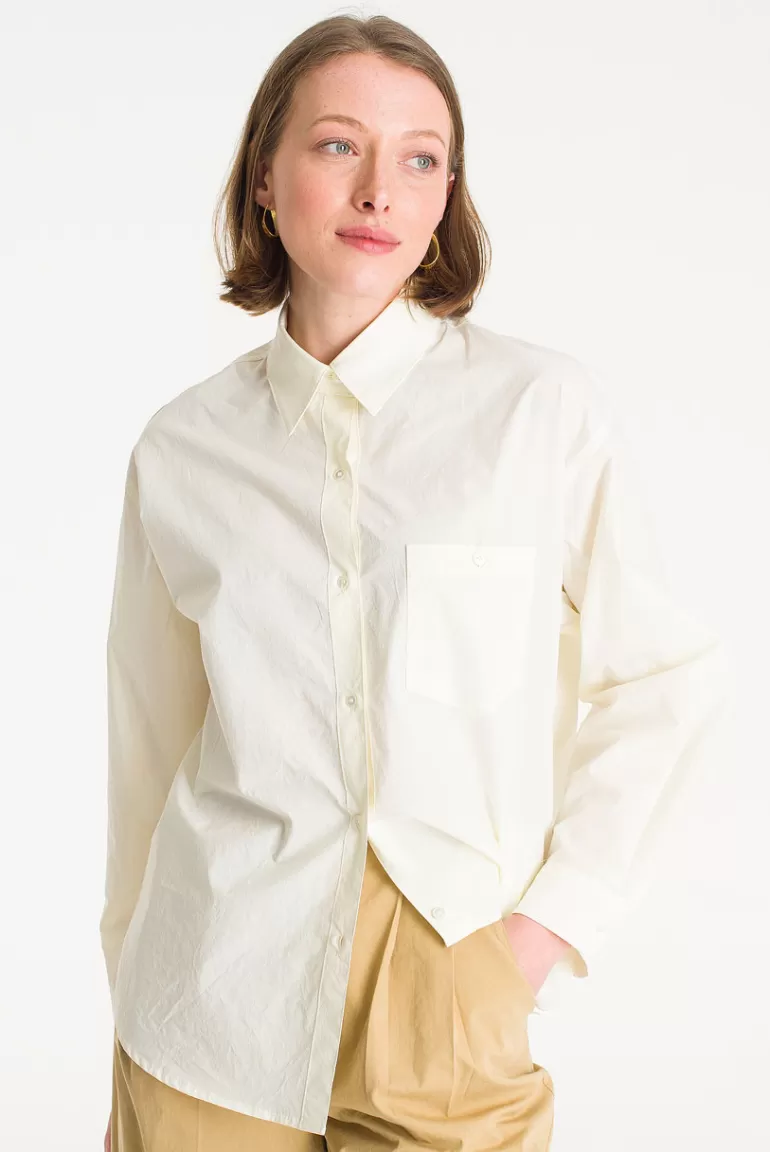 Women Olive Clothing Molly One Pocket Shirt, Light Yellow