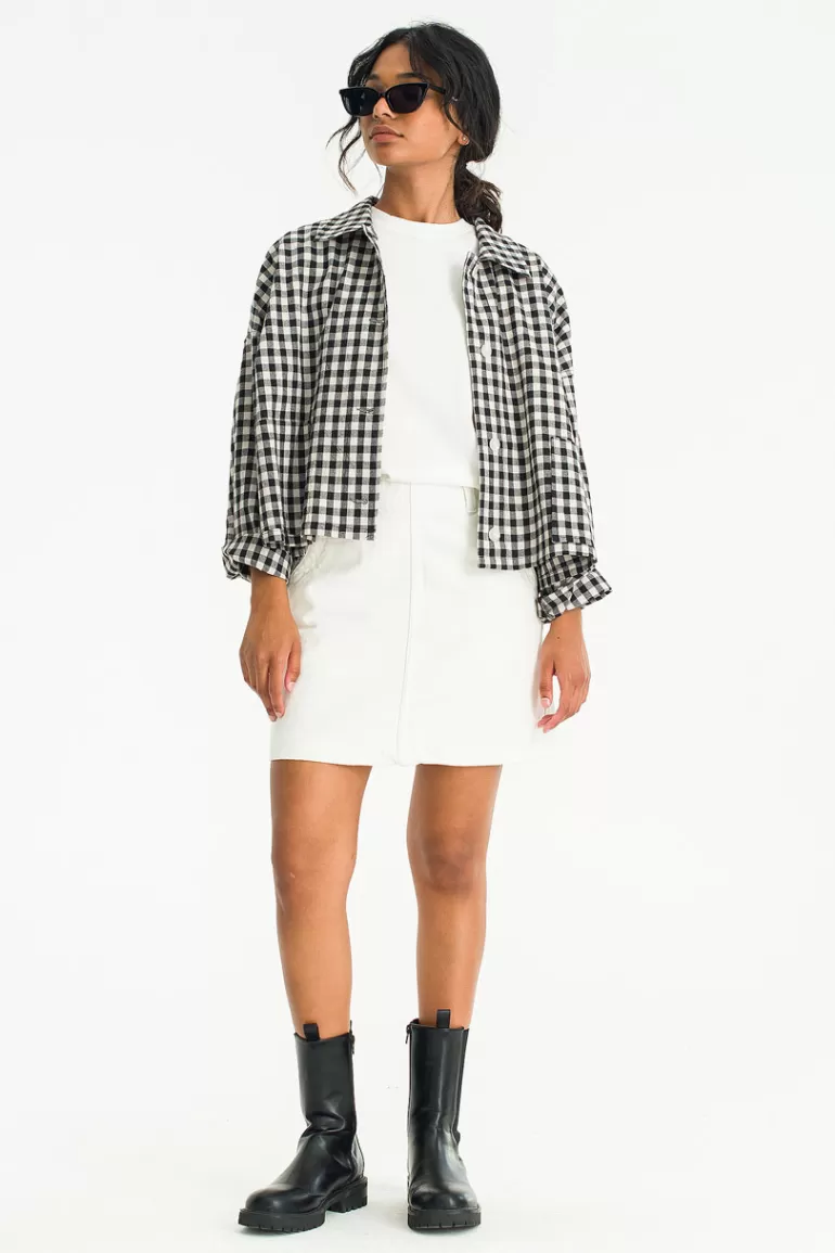 Women Olive Clothing Momo Gingham Jacket, Black