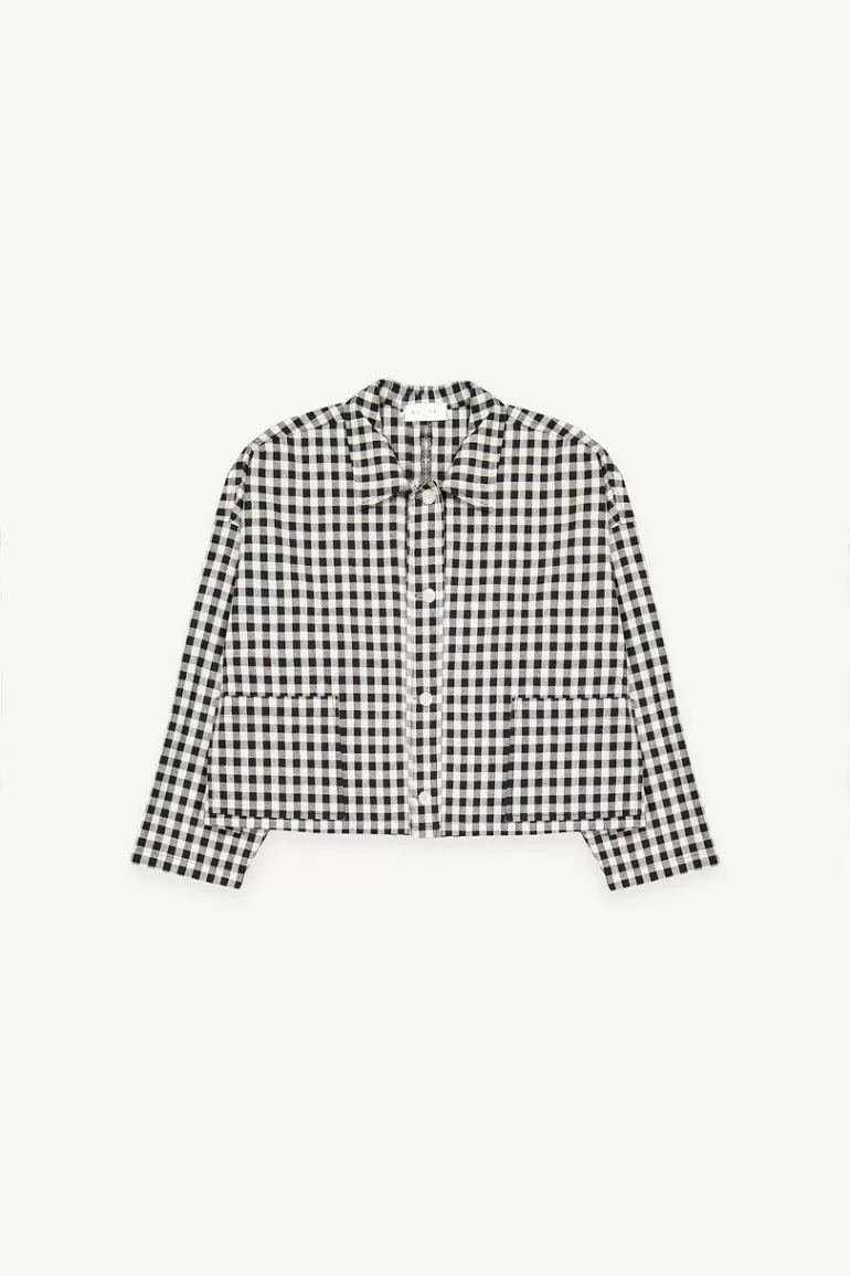 Women Olive Clothing Momo Gingham Jacket, Black