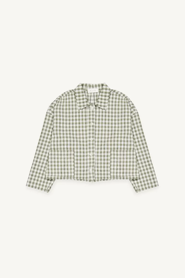 Women Olive Clothing Momo Gingham Jacket, Khaki