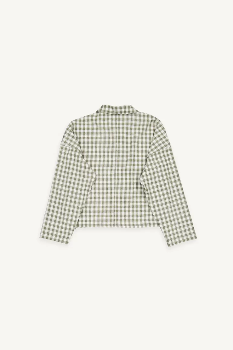 Women Olive Clothing Momo Gingham Jacket, Khaki