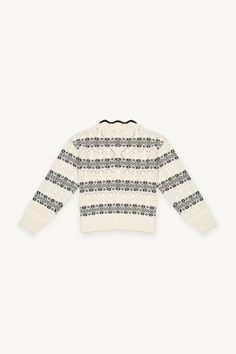 Women Olive Clothing Momo Jacquard Cardigan, Ivory