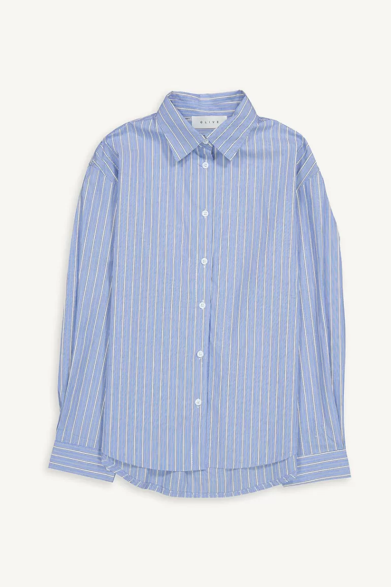 Women Olive Clothing Momo Pin Stripe Shirt, Blue