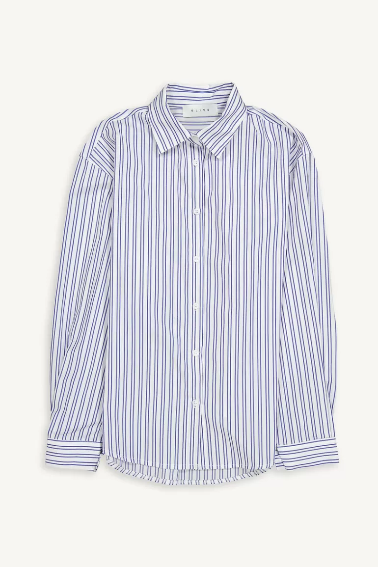 Women Olive Clothing Momo Pin Stripe Shirt, Ivory