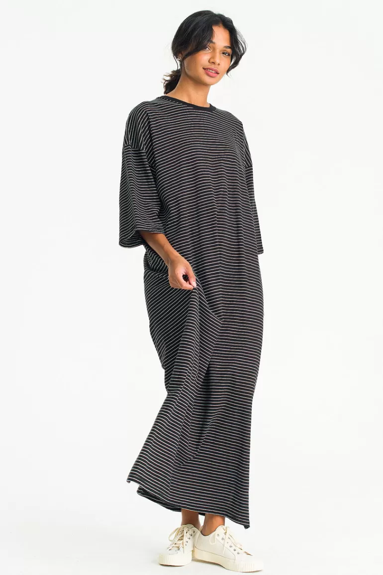 Women Olive Clothing Momo Stripe Dress, Black