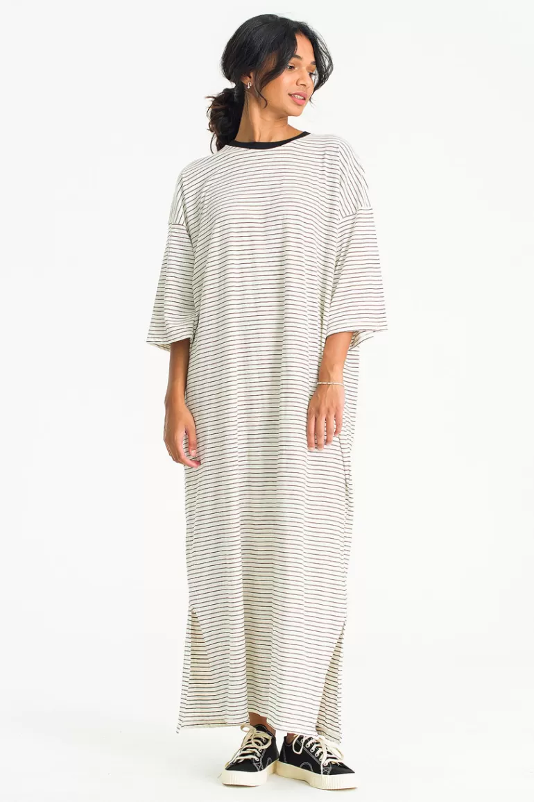 Women Olive Clothing Momo Stripe Dress, Ivory
