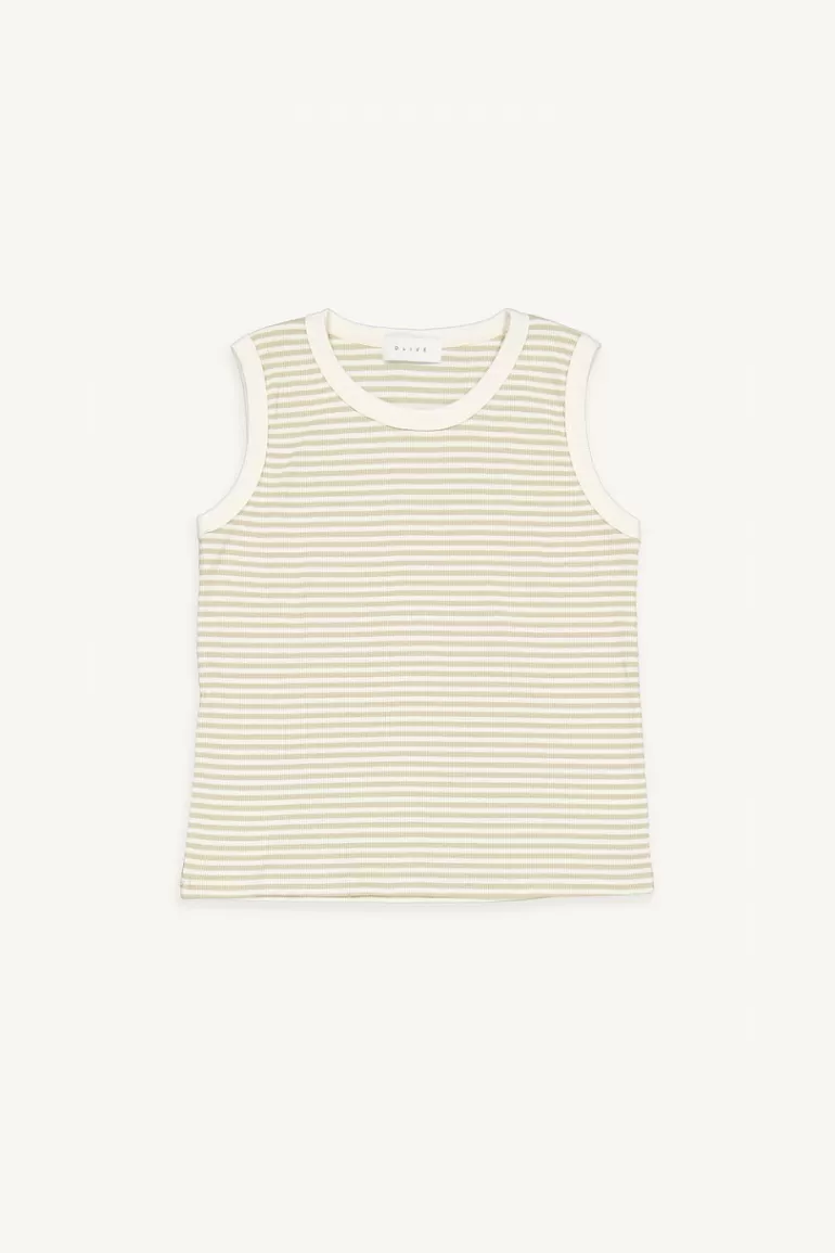 Women Olive Clothing Momo Stripe Sleeveless Tee, Beige