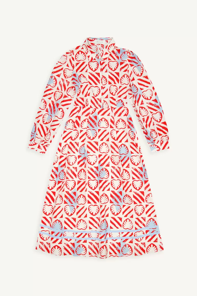 Women Olive Clothing Monstera Print Dress, Rose