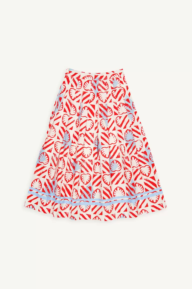 Women Olive Clothing Monstera Print Skirt, Rose