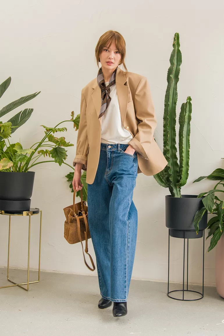 Women Olive Clothing Moriko Button Jacket, Beige