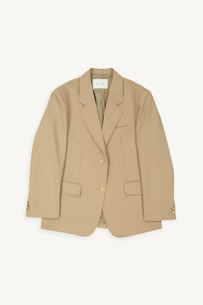 Women Olive Clothing Moriko Button Jacket, Beige