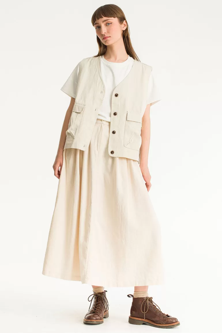 Women Olive Clothing Mountain Waistcoat, Ivory