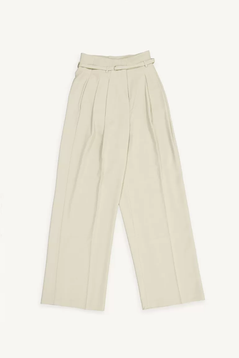 Women Olive Clothing Mui Belted Trousers, Beige