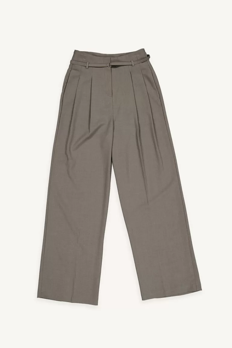 Women Olive Clothing Mui Belted Trousers, Charcoal
