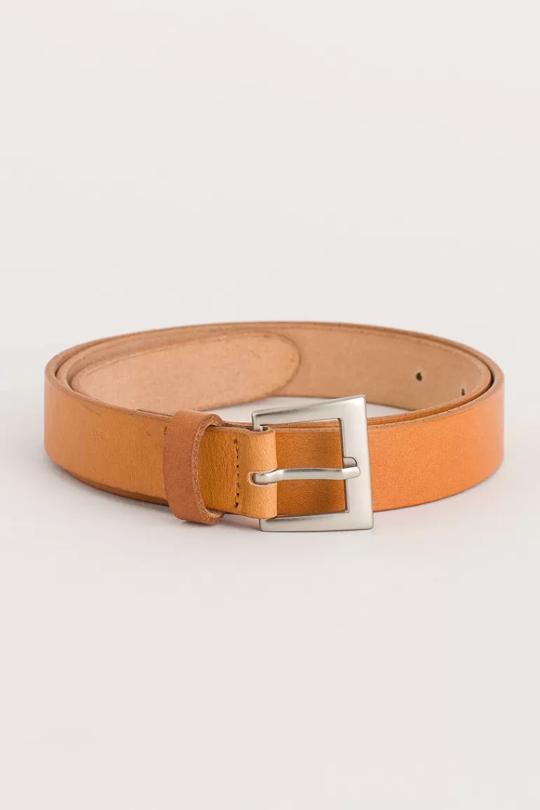 Women Olive Clothing Multi Punching Leather Belt, Camel