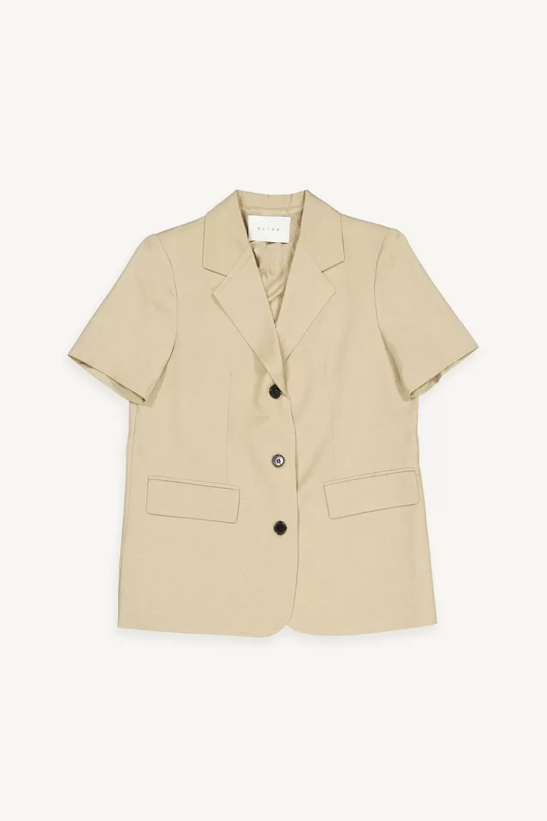 Women Olive Clothing Muse Short Sleeve Jacket, Beige