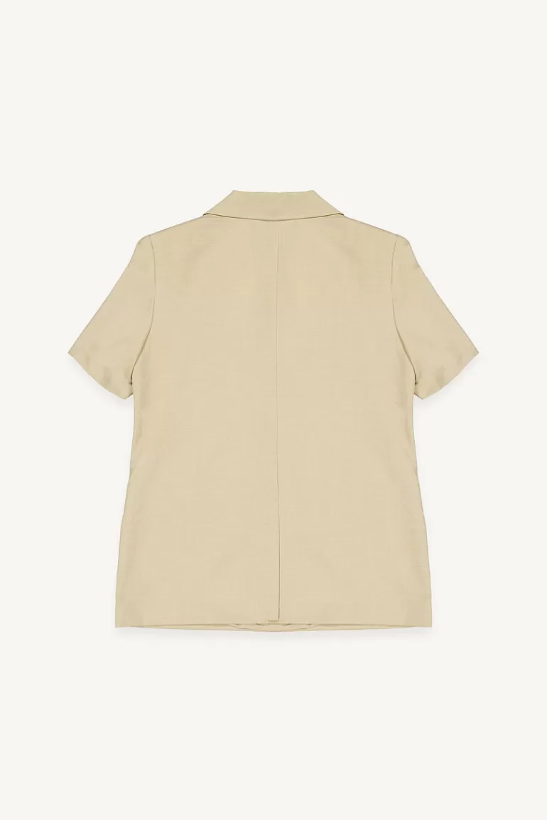 Women Olive Clothing Muse Short Sleeve Jacket, Beige