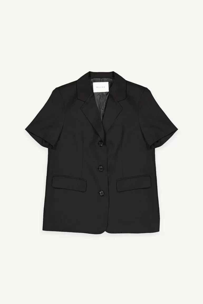 Women Olive Clothing Muse Short Sleeve Jacket, Black