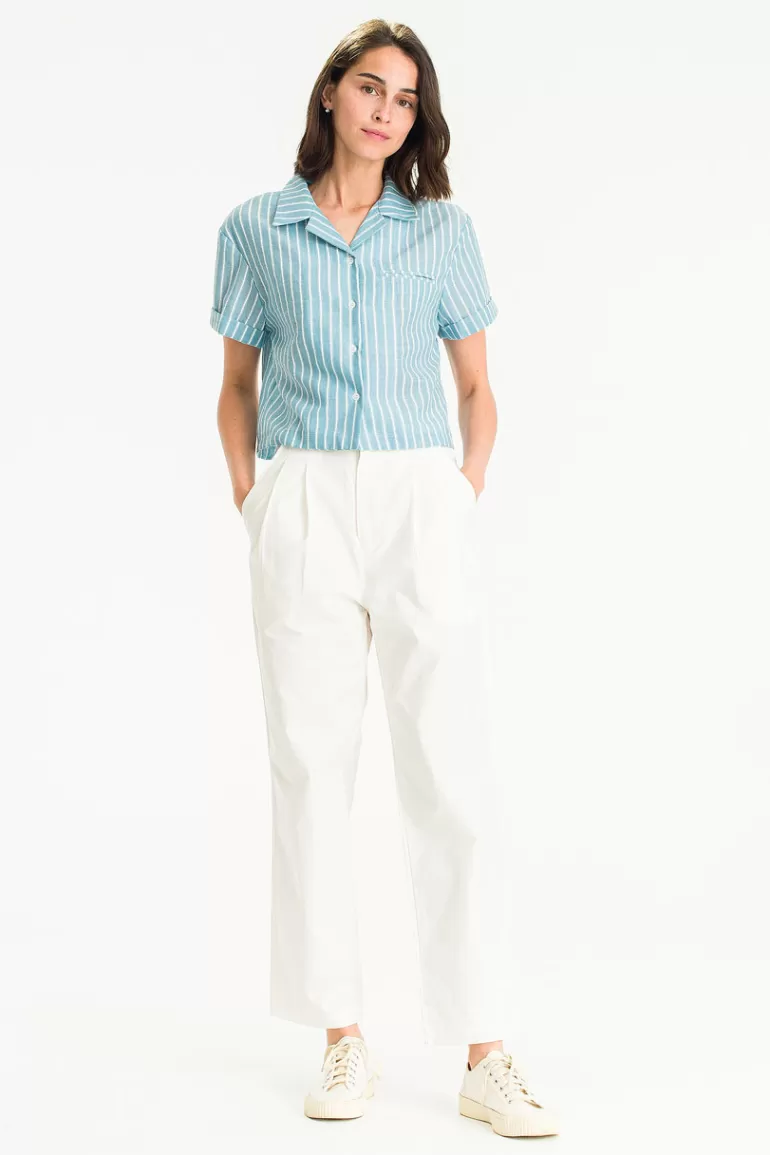 Women Olive Clothing Mya Stripe Shirt, Blue