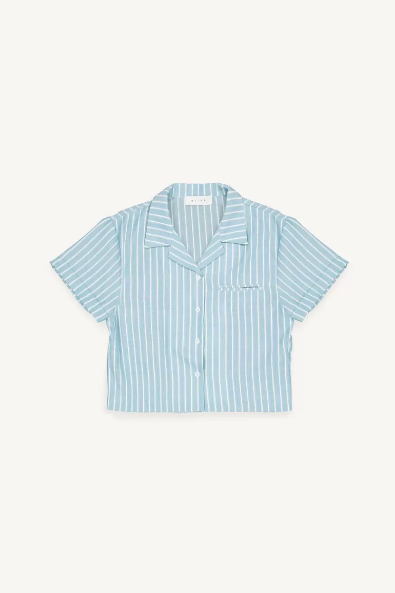 Women Olive Clothing Mya Stripe Shirt, Blue