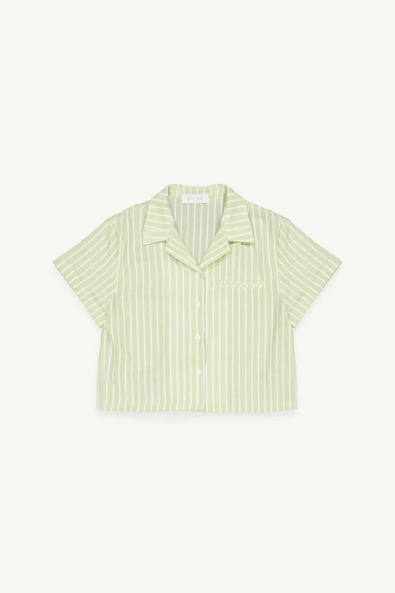 Women Olive Clothing Mya Stripe Shirt, Lime