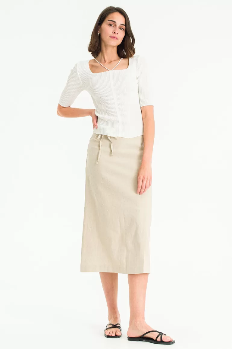 Women Olive Clothing Nadia Ribbon Skirt, Beige