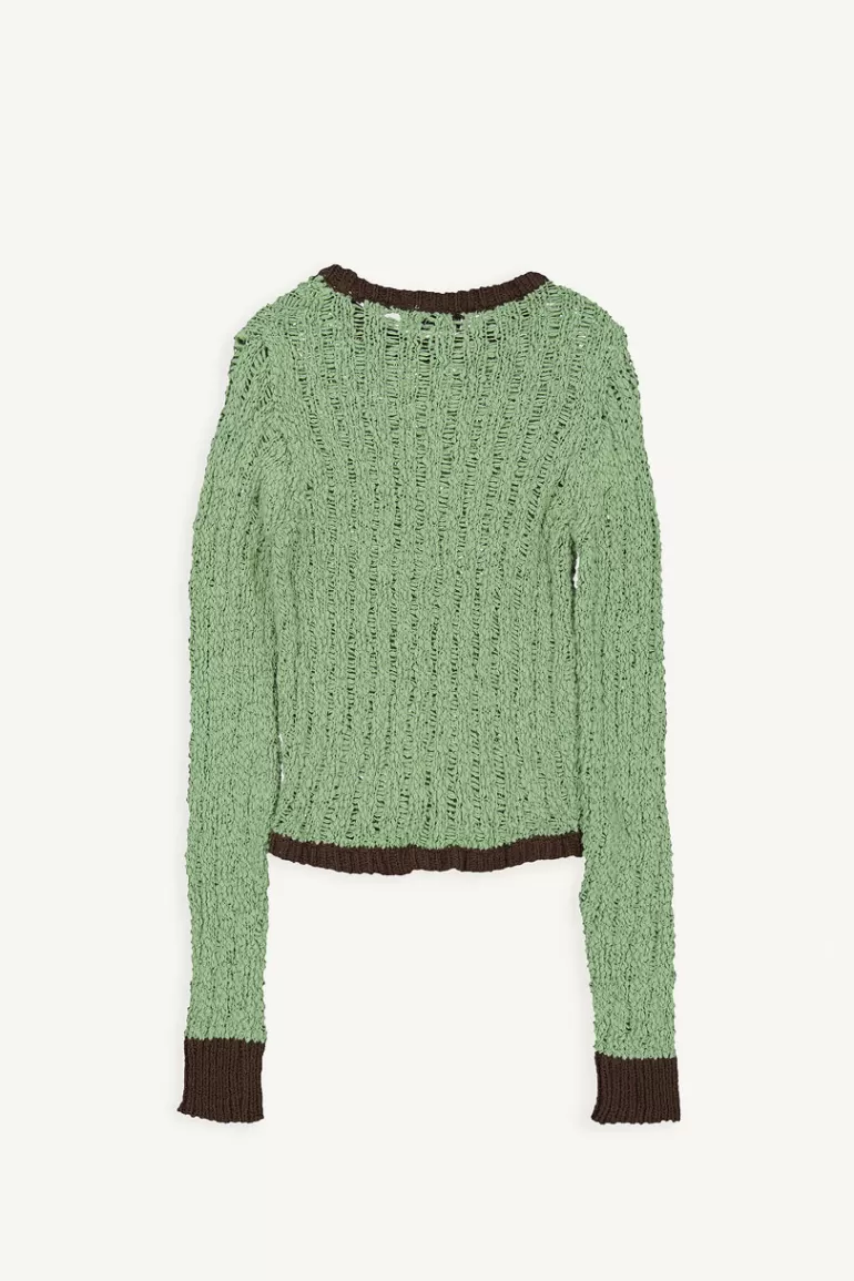 Women Olive Clothing Natu Contrast Jumper, Lime