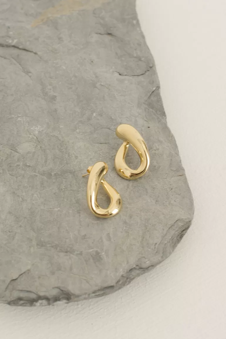 Women Olive Clothing Natural Statement Earrings, 14K Gold Plated